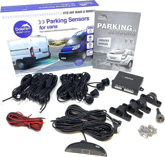 Parkeersensorenset voor Bestelbus en Vrachtwagen – Parkeersensoren – Achteruitrijsensoren – Parkeerhulp – Inparkeersysteem – 4 Sensoren – 12V/24V Compatibel