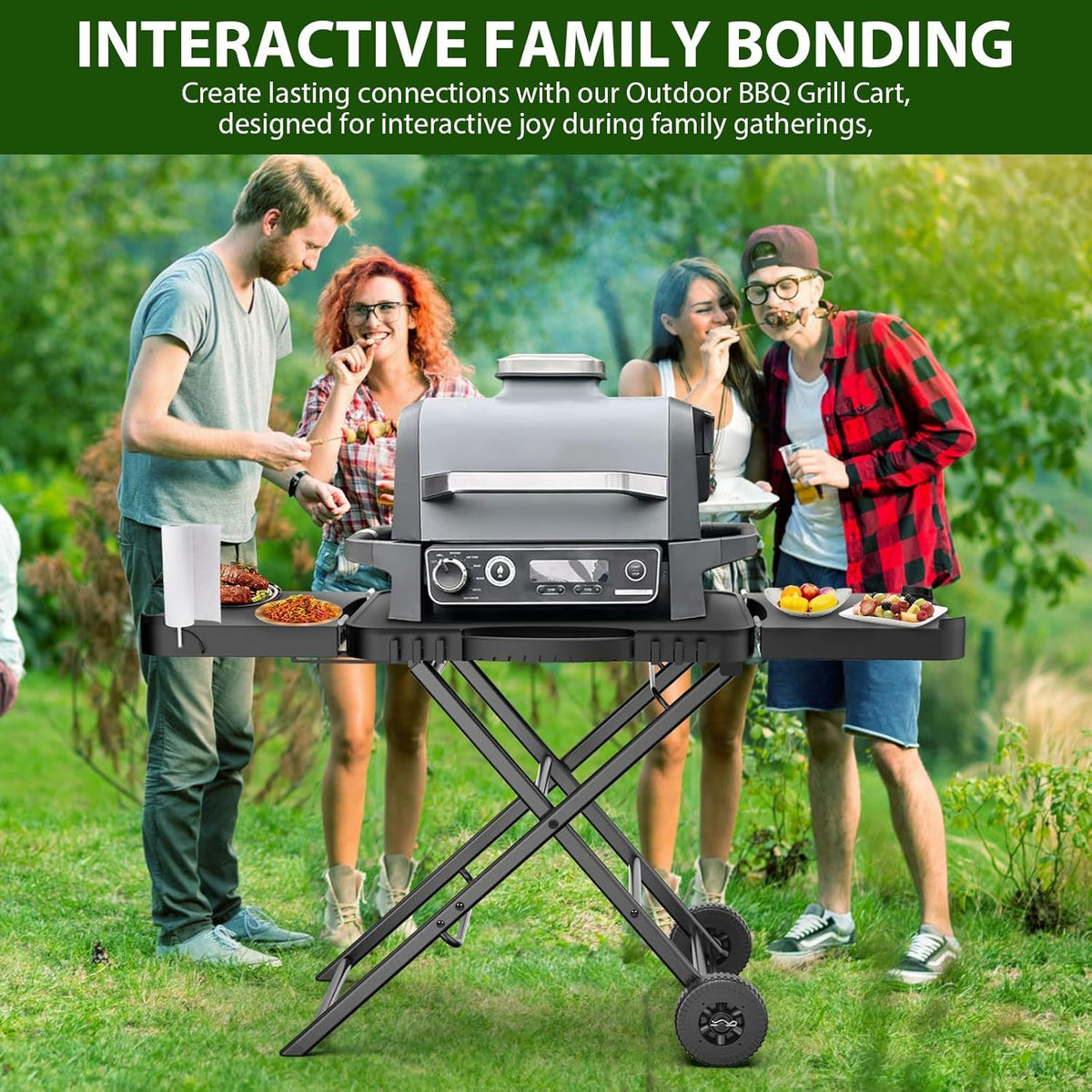 Draagbare indoor grilltafelstandaard voor Ninja Woodfire Outdoor Grill (OG701 OG850 OG951-serie), 129,5 cm grote ruimte, opvouwbare camping bumperkleven tafel voor Blackstone bakplaat/Onni