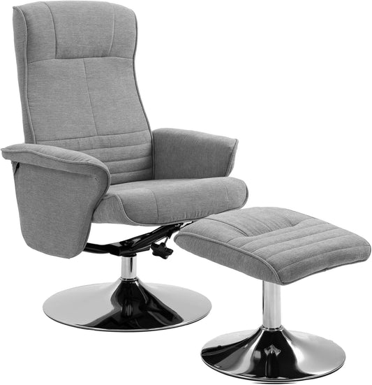 Draaifauteuil – Relaxstoel – TV-Fauteuil – Loungestoel – Fauteuil – 360° Draaibaar – Verstelbare Rugleuning – Fluwelen Bekleding – Grijs