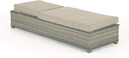 Portofino Outdoor Grey Adjustable Rattan Garden Sun Lounger - QUORE
