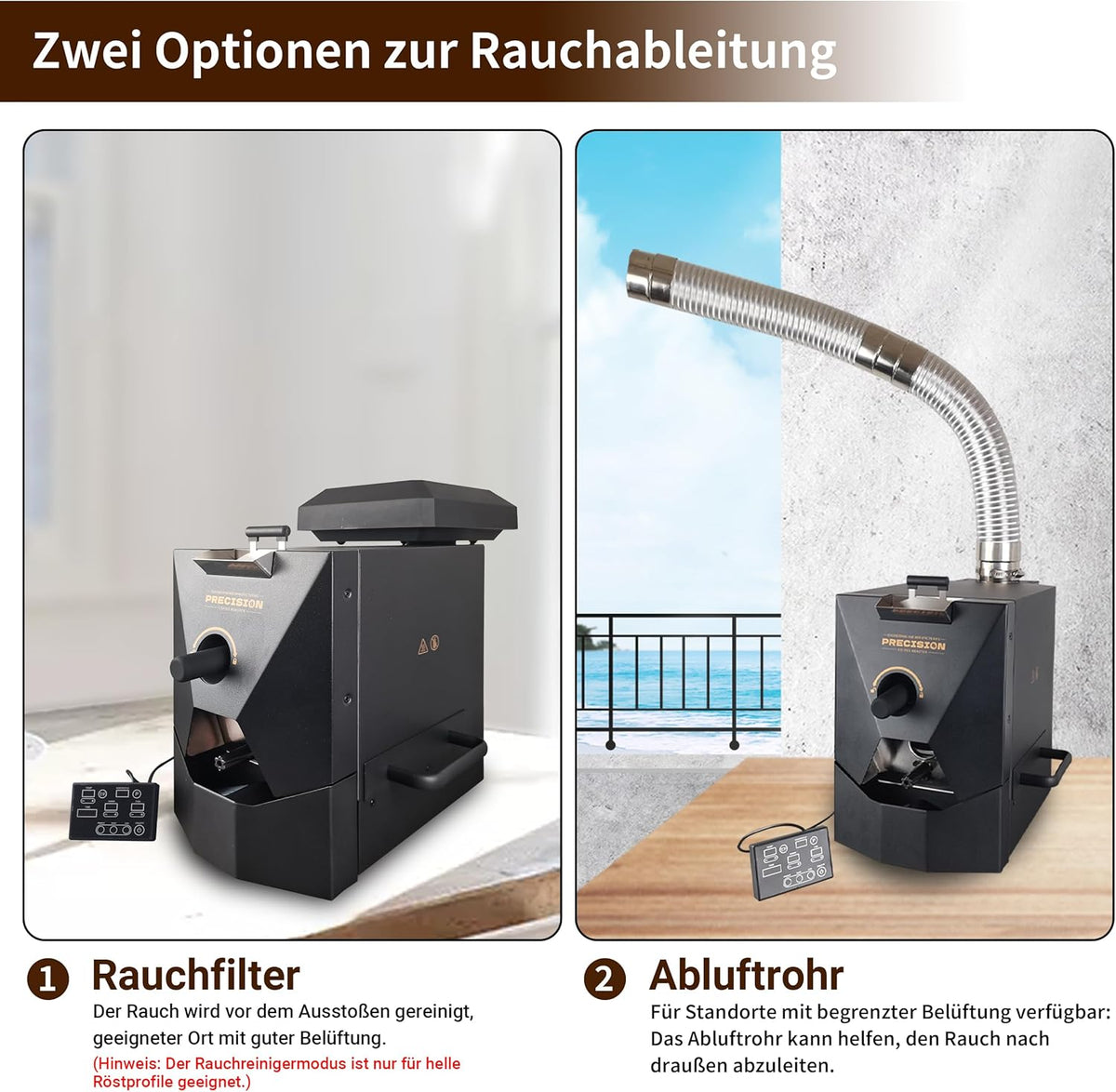 500g Elektrische koffiebrander – Ideaal voor thuisgebruik. Uitgerust met intelligente automatische functie, 9 vooraf ingestelde brandprofielen, handmatige modus, residuafzuigsysteem en koelfunctie