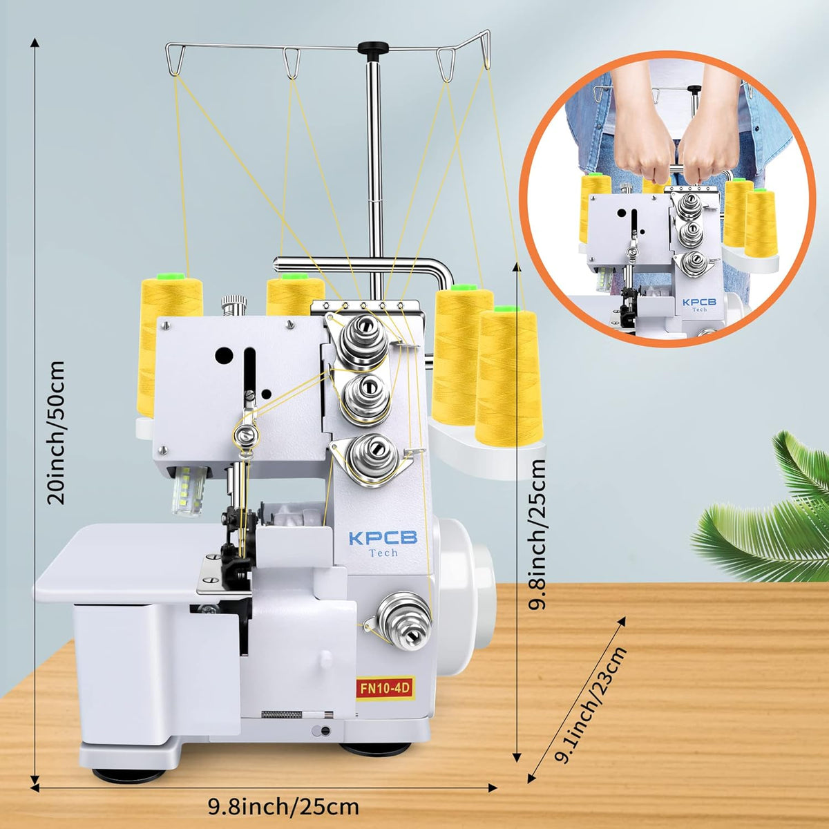 Overlock Naaimachine – Overlockmachine, Lockmachine, Afwerkmachine, Naaimachine – Wit – Voor 3 En 4 Draads Overlocksteken – 1.200 Steken per Minuut