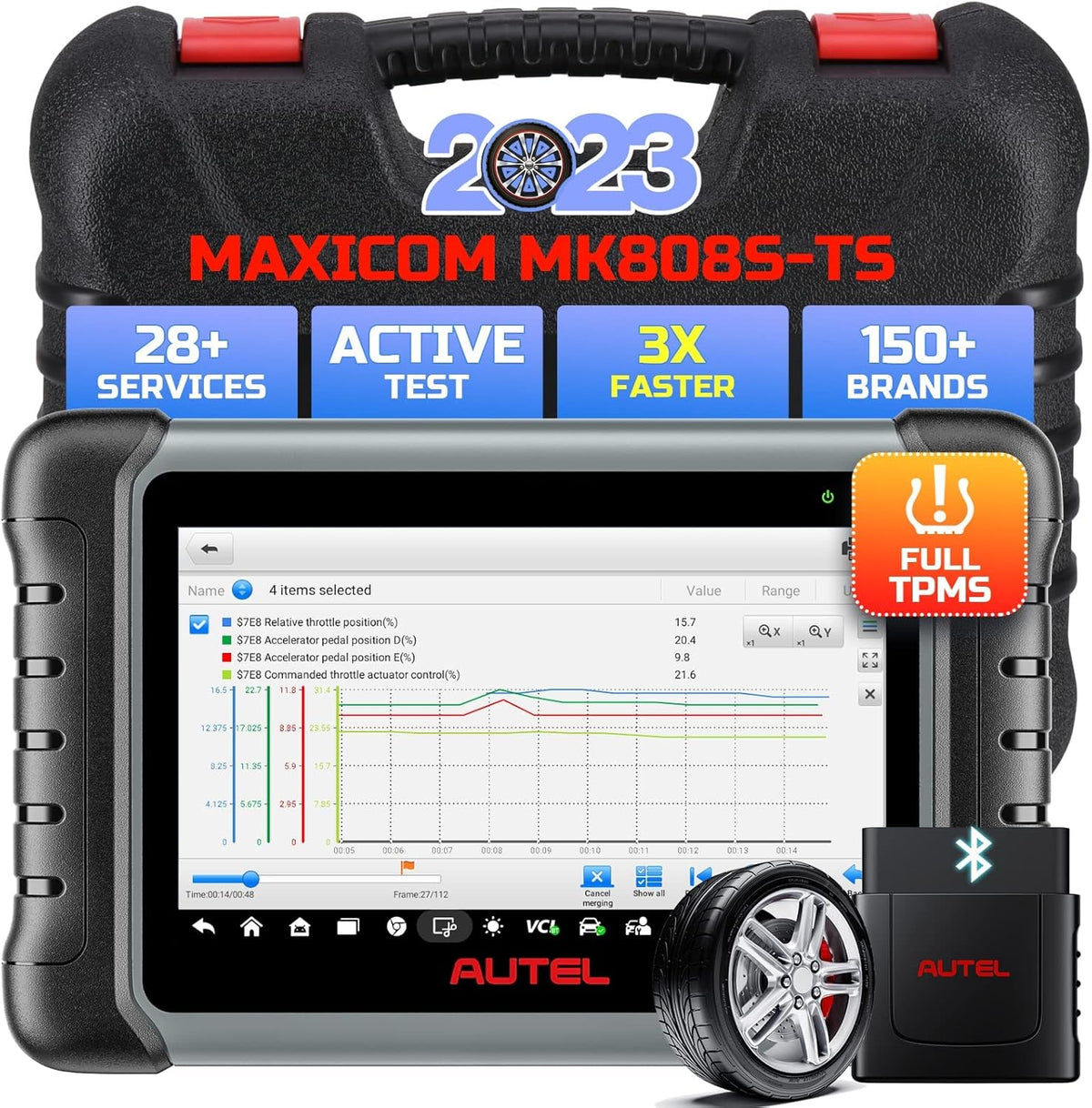 OBD-II Diagnoseapparaat – Diagnose Scanner – Auto Uitleesapparaat – TPMS Programmeertool – Service Reset Tool – Android 11 Touchscreen – 28+ Servicefuncties inclusief Olie en EPB Reset