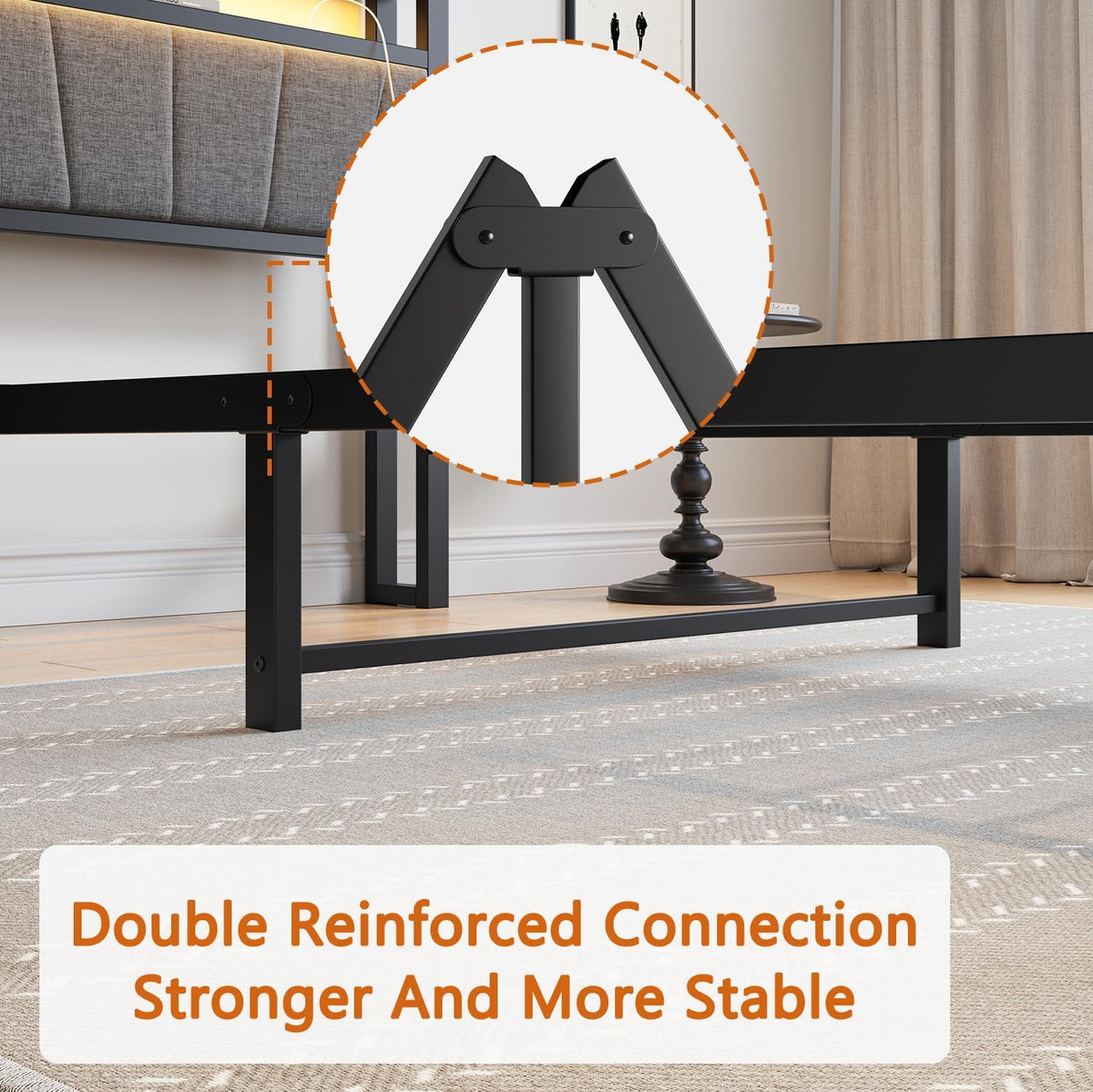 3ft eenpersoonsbedframes met opberghoofdeinde, laadstation/LED-verlichting, metalen gestoffeerd platformbedframe eenpersoons, geen boxspring nodig, ondersteuning voor sterke metalen
