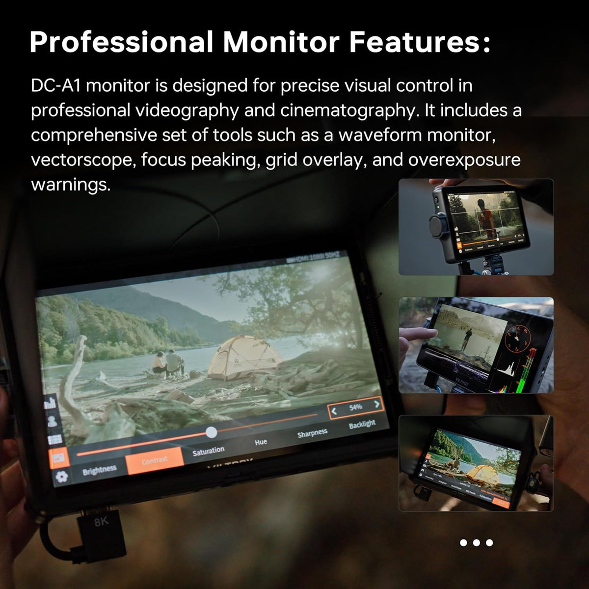 Field Monitor 7 Inch – Cameramonitor – Videomonitor – Monitor Voor Camera – DSLR Monitor – 2800 Nits Helderheid – 4K HDMI In/Uit