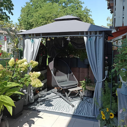 Sekey Grillpaviljoen, 2,45 x 1,50 m, waterdicht, tuintent, partytent voor tuin, feest, picknick, barbecue, uv-bescherming 50+, grijs