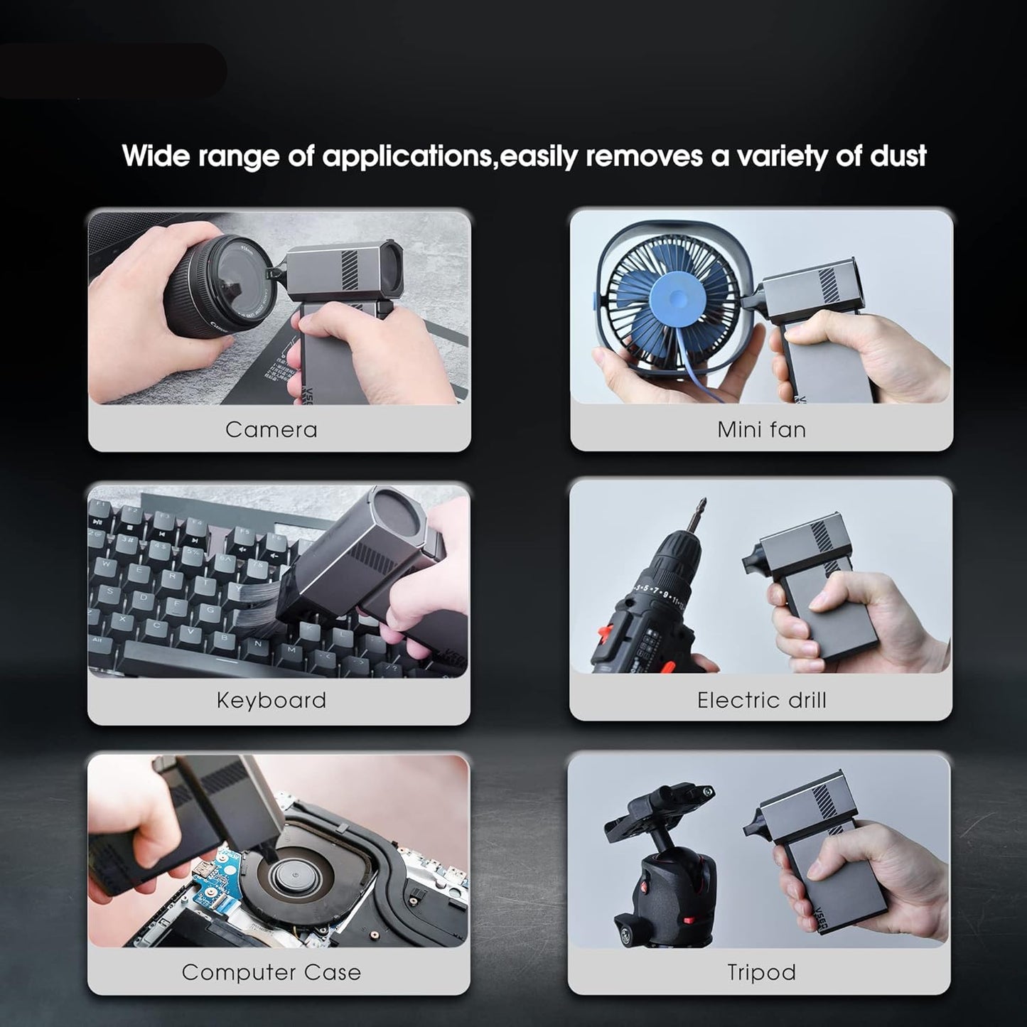 VSGO Elektronische Luchtblazer Draagbare Oplaadbare Perslucht Stofzuiger 100000 RPM Palm Turboblower Handheld Vacuüm voor Auto, Camera, Lens, Toetsenbord, Laptop en Drone Reiniging