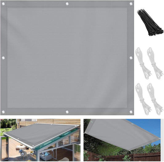 Zonneschermzeil, waterdicht, zonder boren, tuinzeil, zonneschermen voor tuin, patio, feest, pergola, balkon, 95% UV-bescherming, tuinzonnescherm, luifel met bevestigingskoorden, grijs, 4 x 5 m