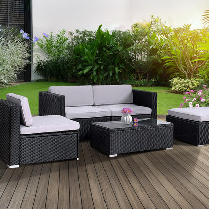 SVITA California Poly-Rattan Lounge Garden Set Sofa-Set Garnish Garden Furniture Couch-Set - QUORE