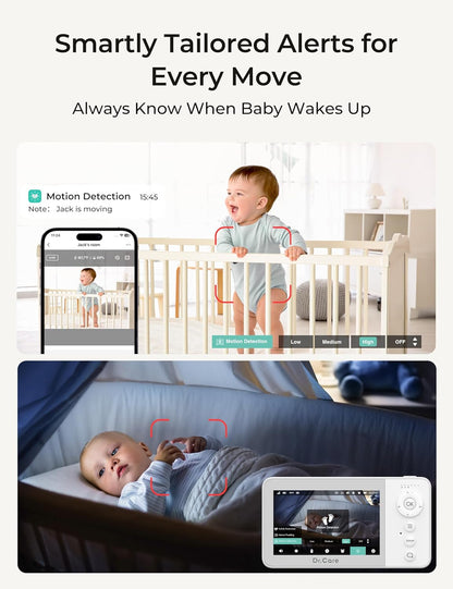 Dr.Care VistaView Lite Smart WiFi babyfoon, 2 camera's, 4 inch 720p split-scherm, 1080p app-bediening, bewegingsdetectie, nachtzicht, 2500 mAh afneembare batterij, 2-weg communicatie, 300 m bereik.