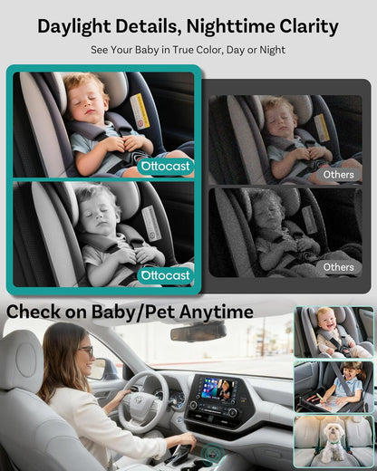Ottocast Cabin Care CarPlay Adapter 2026, Ottocast Mini 1080P Achterbank Camera, USB-A Plug & Play, Live Weergave op Autodisplay, Alleen voor Fabrieksbedrade CarPlay