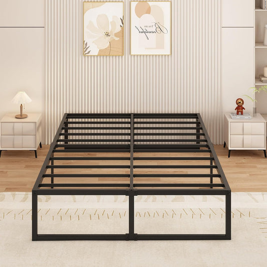 Metalen Bed – Bedframe – Stalen Lattenbodem – Tweepersoonsbed – Platformbed – 180x200 cm – 41 cm Opbergruimte – Stevig & Geluidsarm - QUORE