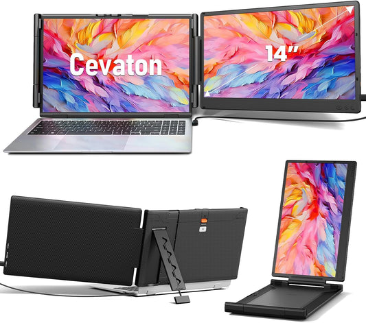 Laptop Monitor – Laptop Scherm Uitbreider – Draagbare Monitor – Portable Scherm – Extra Beeldscherm – 14 Inch Full HD IPS – Ingebouwde Standaard – Plug & Play