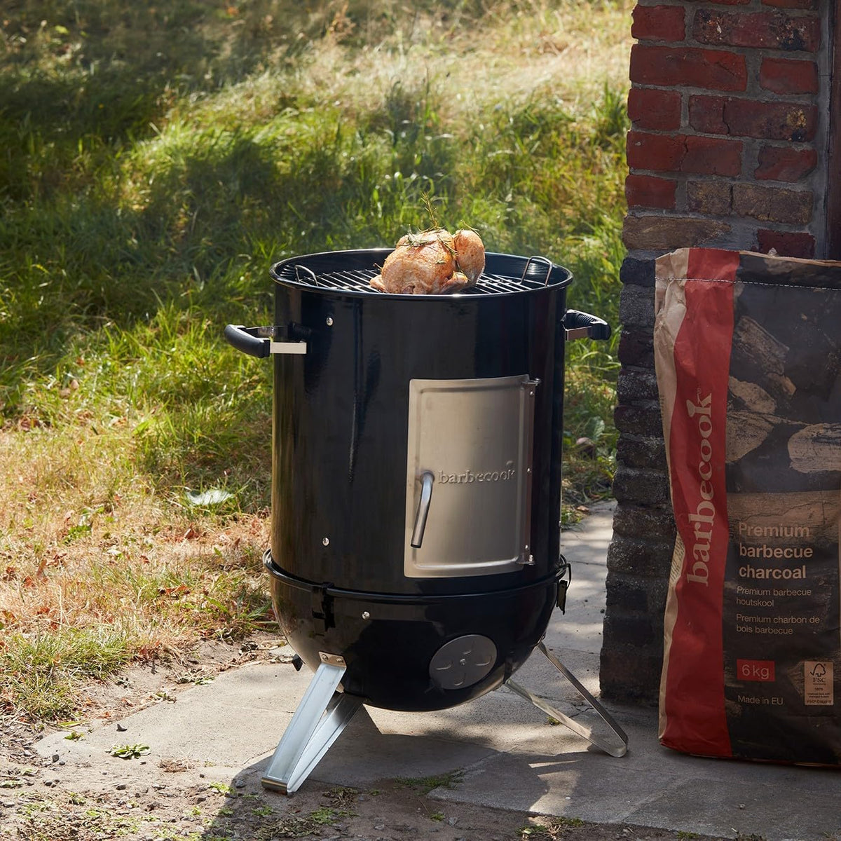 Barbecook rookoven Oskar M uit email zwart 44cm 54x61x112cm