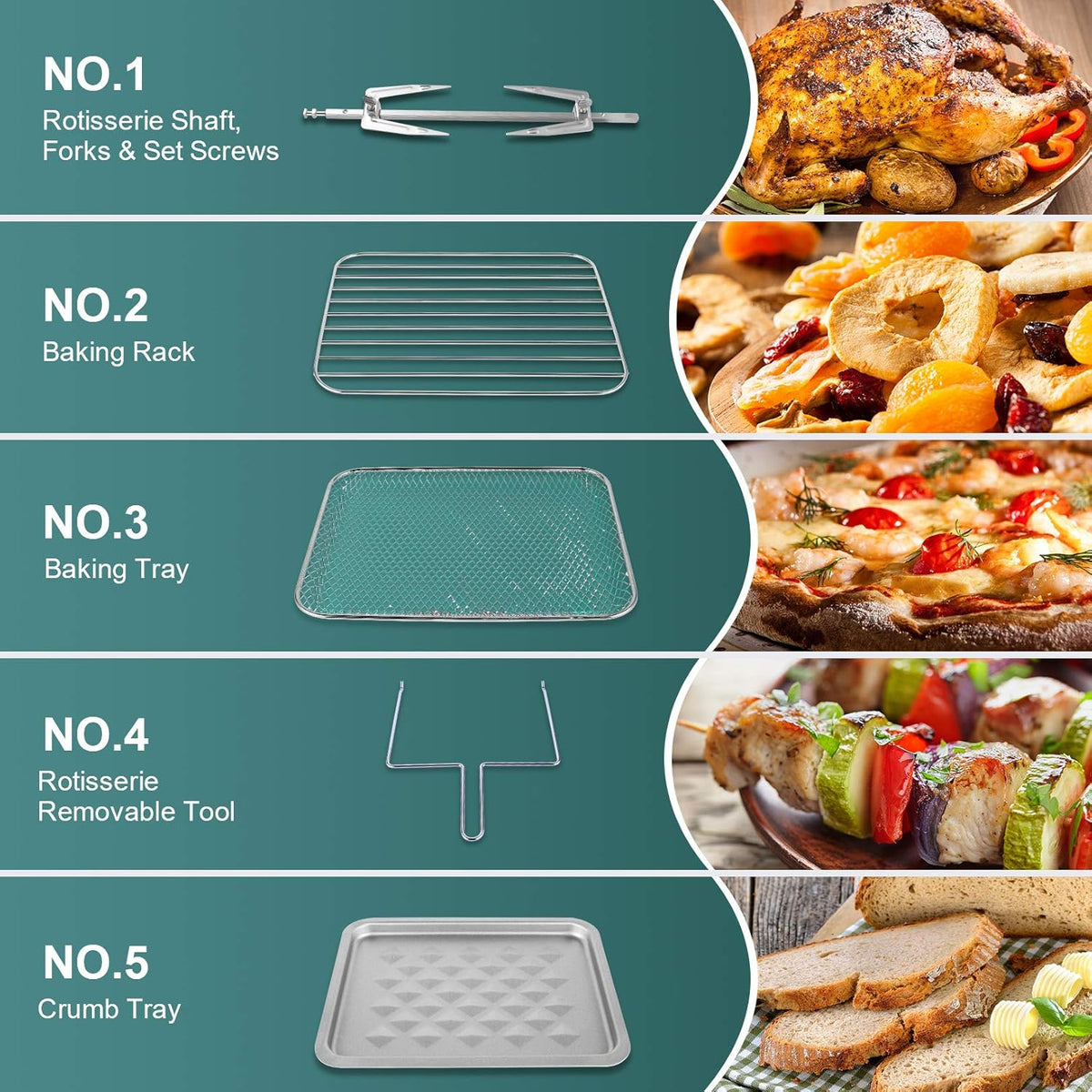 Nictemaw Olievrije friteuse van 12 liter, 1500 W, heteluchtfriteuse, heteluchtoven met 10 programma's, dehydrator, met LED-display (XXX-groot)