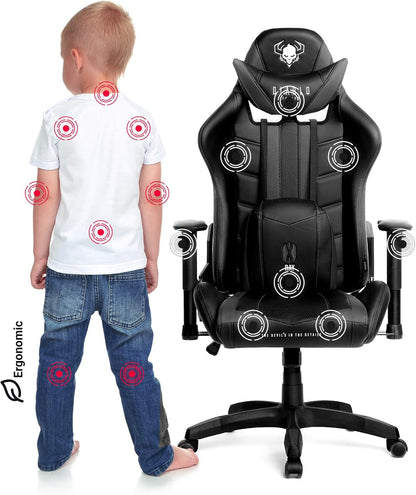 Diablo X-Ray Gaming Game Stoel Gaming Chair Bureaustoel 4D Armleuningen Ergonomisch Ontwerp Kunstleer Perforatie Kantelfunctie Zwart-Grijs Kido (S)