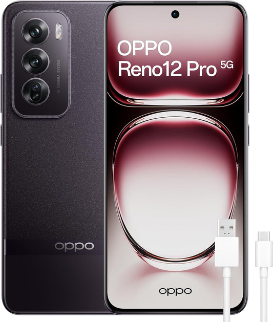 OPPO Reno12 Pro 5G Smartphone met IA, 24 GB (12 GB + 12 GB + 512 GB, 3D-AMOLED-display, 17,9 cm (6,7 inch), camera 50 + 8 + 50 MP, Android, 4K-video, batterij 5000 mAh, snel opladen 80 W, Nebula Black