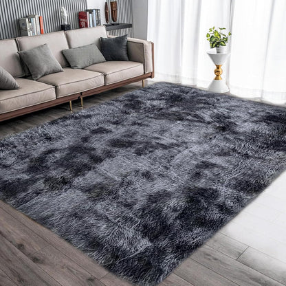 vloerkleden, pluizige tapijten voor in de slaapkamer, vloermatten, anti-slip woonkamertapijten, shaggy pluche tapijten voor de woonkamer, woondecoratie (250 * 300 cm, zwart grijs)