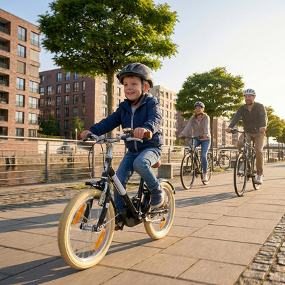 PROMETHEUS BICYCLES Retro kinderfiets, 18 inch, jongens vanaf 6 jaar, kinderfiets, 18 inch, jongens en meisjes, fiets in zwart