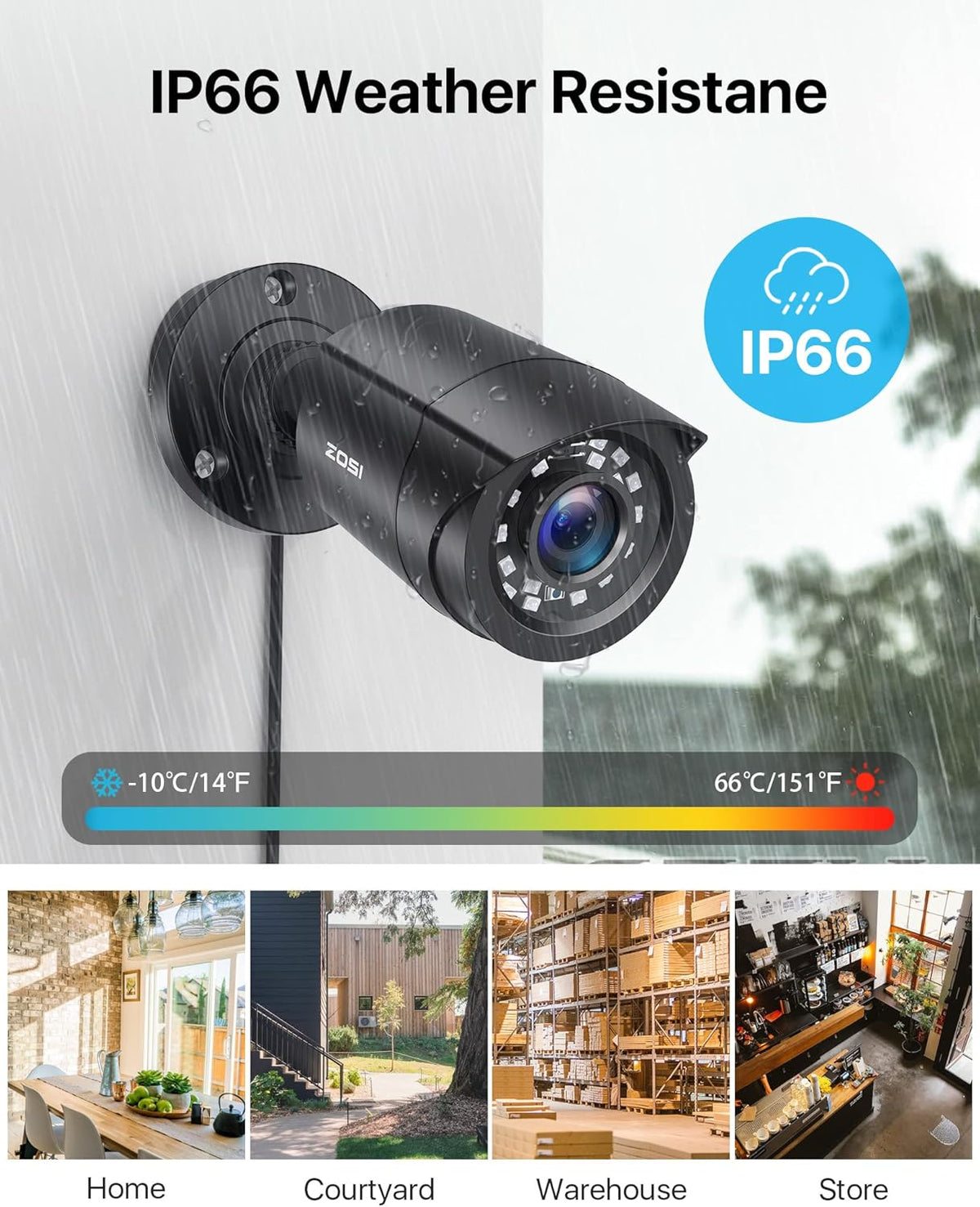 ZOSI 1080p Video Bewakingscamera Set voor Buiten 8CH 1TB DVR met 4 Outdoor 2MP Camerasystemen, Bewegingsdetectie, App E-mail Alarm