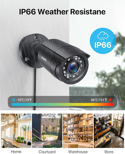ZOSI 1080p Bewakingscamera Set voor Buiten, 8CH 5MP Lite DVR met 4 Outdoor 1080p Beveiligingscamera Systeem zonder Harde Schijf, 24m IR Nachtzicht, Bewegingsalarm