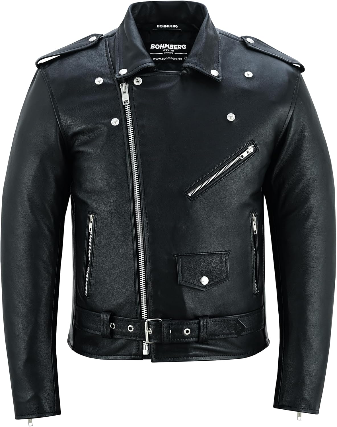 Leren herenjack Highway Bikerjack Marlon Brando Motorjas - Touringjack volnerf echt leer Zwart - 3XL