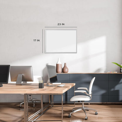 U Brands Melamine niet-magnetisch droogwisbord, 24 x 45 cm, zilveren aluminium frame