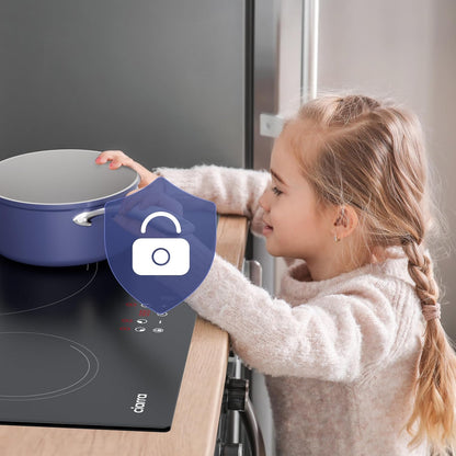 CIARRA Kookplaat met inductie, 3 kookplaten, 5600 W, kooktafels met 9 niveaus, automatische uitschakeling, timer AWBBIH3-E