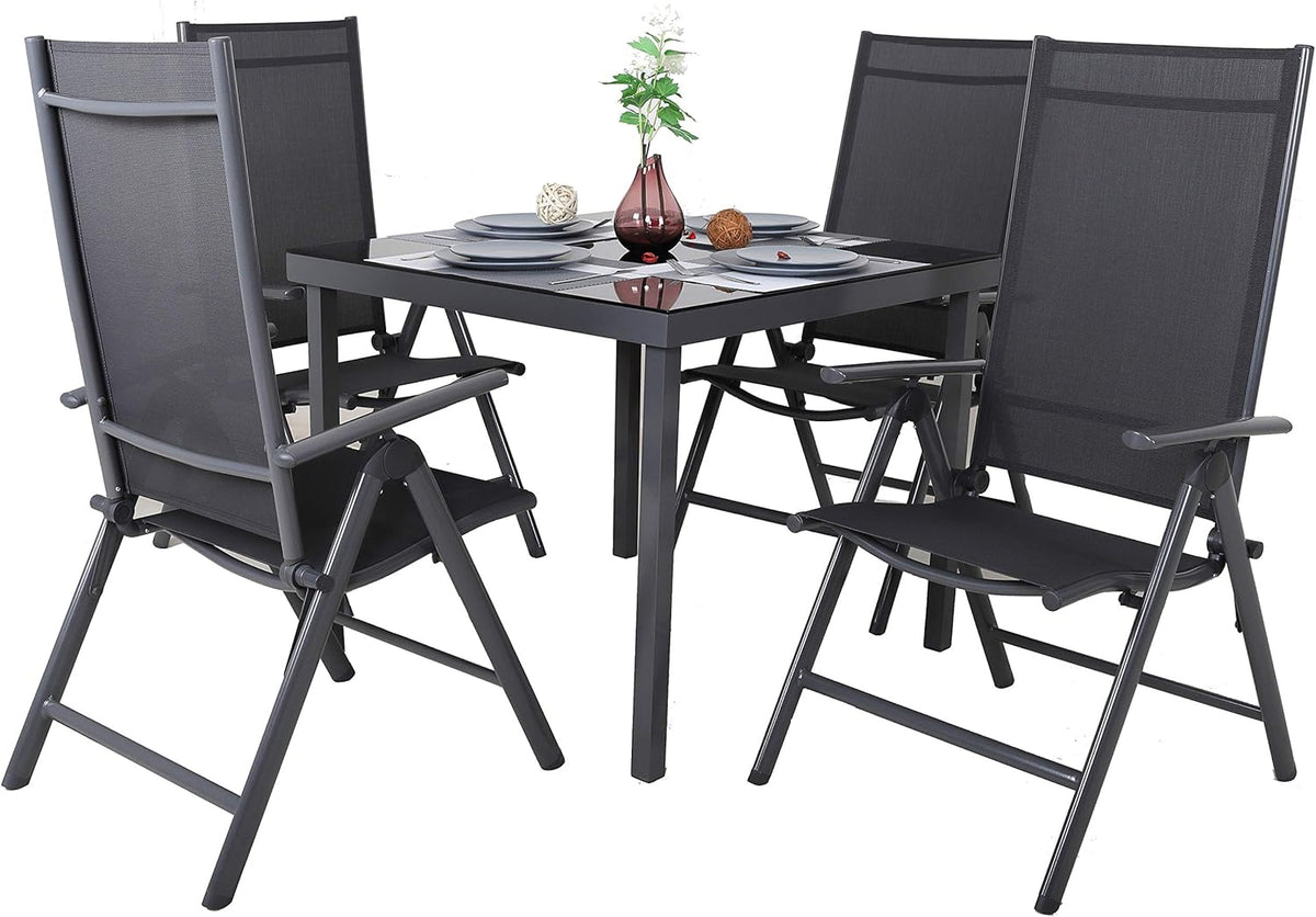 Ambientehome, 50204, 8-voudig verstelbare aluminium klapstoelen, kleur grijs, campingstoel, klapstoel