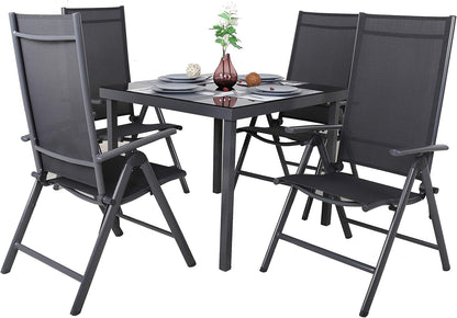 Ambientehome, 50204, 8-voudig verstelbare aluminium klapstoelen, kleur grijs, campingstoel, klapstoel