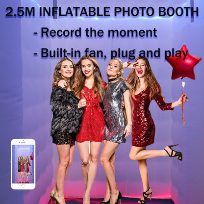 SAYOK Opblaasbaar fotostand-huis met LED-licht en luchtblazer | 2,5m draagbaar fotostand-decorat voor feest-bruiloft-evenement (Twee deuren)