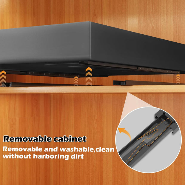 Telescopische Lade - Uittrekbare Lade - Schuiflade-Mechanisme - 2 stuks - voor Keuken - Uitbreidbare - 25 x 43 x 7 cm - Zwart