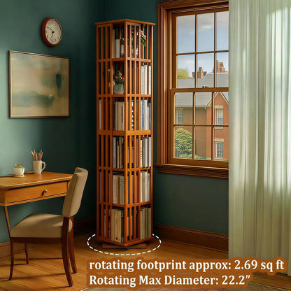 Draaibare Boekenkast – Rotatie Kast – Swivel Boekenkast – Boekenplank – Opbergkast – 360° Draaiend – Hoog 190cm – Ruimtebesparend Bamboe