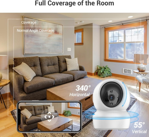 Beveiligingscamera Binnen - WiFi-bewakingscamera - Set van 2 - Draadloos Babycamera - 360° Tilt - 2,4 GHz - Intelligent Nachtzicht - met Slimme IR - Bewegingsdetectie - Automatische Tracking - Tweewegaudio - Wit