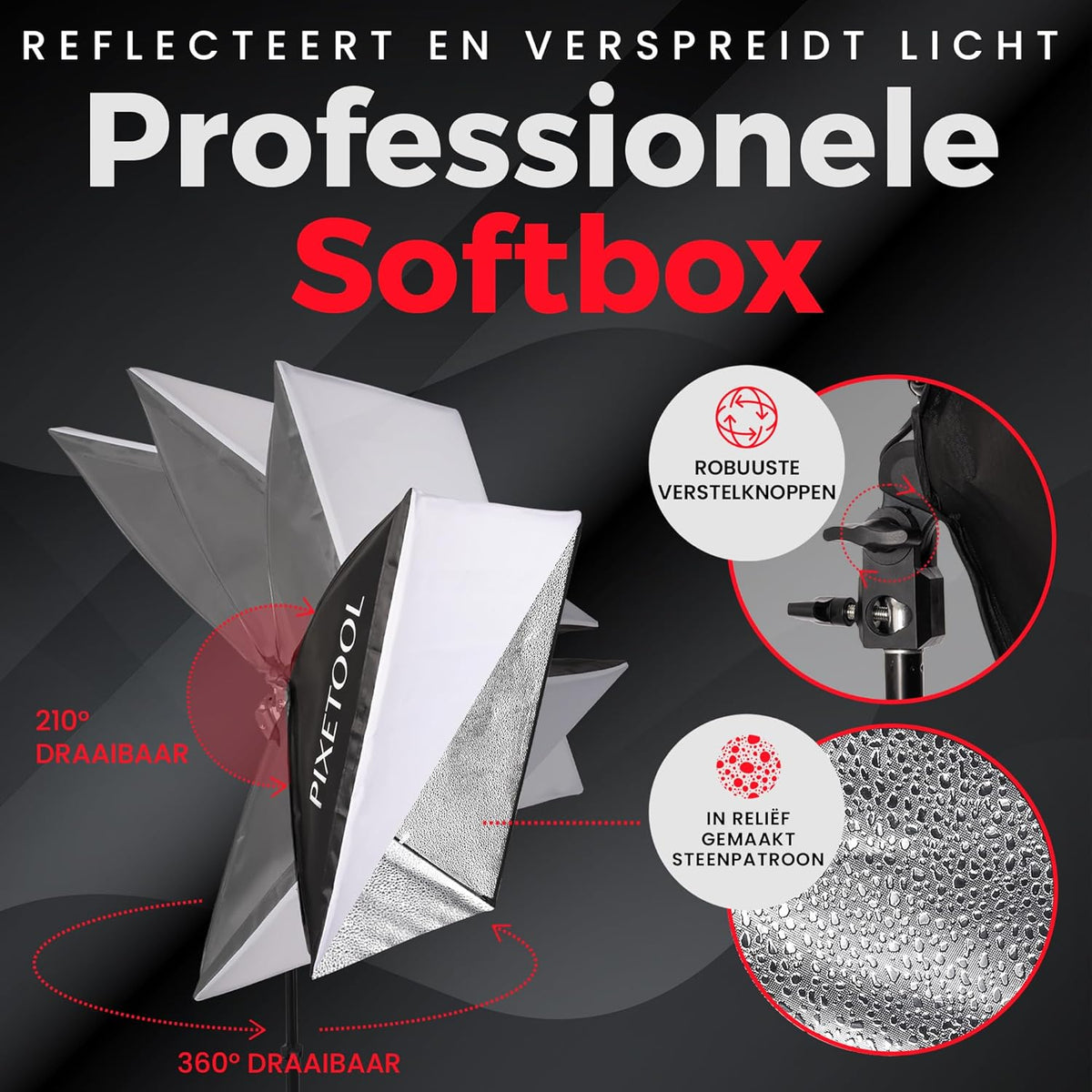 Green screen (3 x 3 m) met Achtergrondsysteem (3 x 2,6 m) - Fotostudio Set - Inc.Wit en Zwart achtergronddoek, Softbox, Paraplu’s, Lamphouders, LED lampen, Reflectiescherm & Draagtas