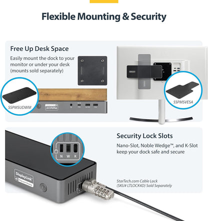 StarTech.com Triple-Monitor USB-C Docking Station, 140W Charging Dock voor MacBook Pro en Windows, 4K 60Hz HDMI of DisplayPort