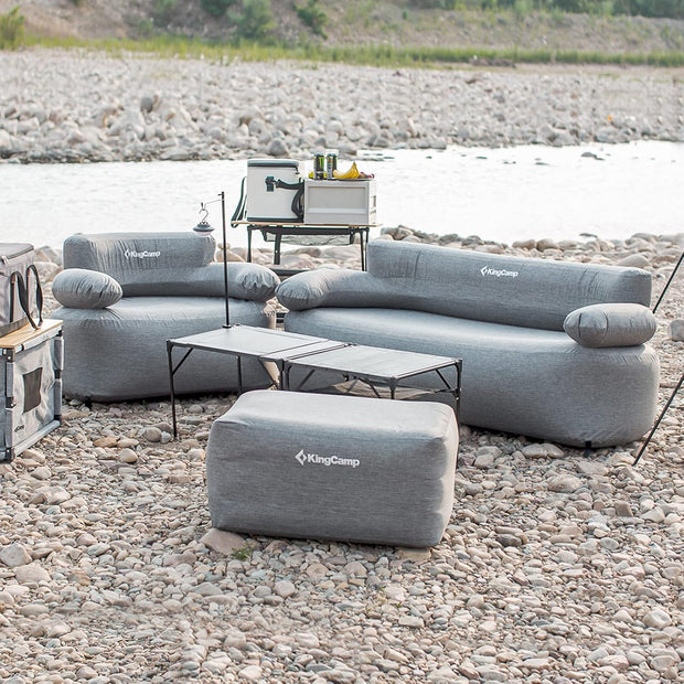 KingCamp Opblaasbare bank, outdoor, camping, luchtbank, met rugleuning, armleuning, opblaasbare bank, camping, voor indoor, outdoor, party, reizen, strand