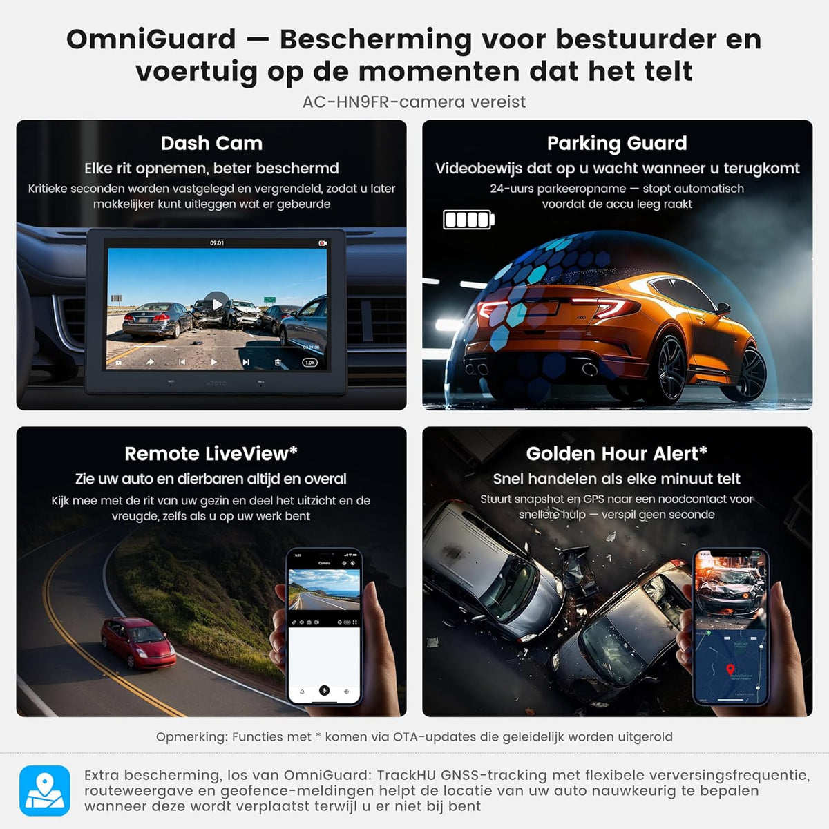 ATOTOZONE A7 Android Double Din Autoradio, 9" 4+64GB Octa‑Core, Draadloze CarPlay & Android Auto, Wi‑Fi/USB/BT, SCVC & LRV, Hi‑Fi  DSP met 4 V Pre‑Outs, AI Chat & GPS‑Tracking