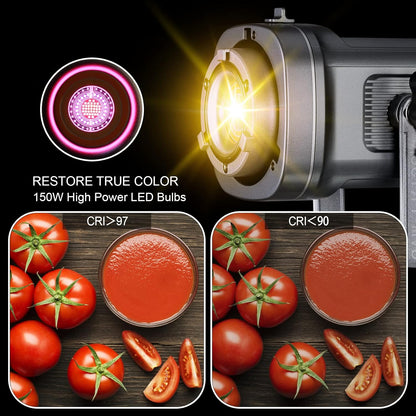 GVM 150W RGB videolamp met softbox, 2700K~7500K fotografie continu licht, LED videoverlichting met 8 lichtscènes, Bowens LED studiolamp voor YouTube streaming, studiofotografieverlichting