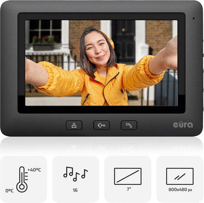 Eura VDP-45A3-TY Alpha+ TUYA WiFi Video deurintercomsysteem 4-draads 7 inch kleurenmonitor zwart