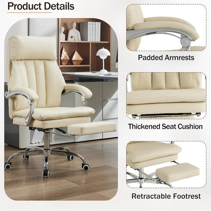 Relaxstoel – Fauteuil – Bureaustoel – Loungestoel – Ligstoel – Ergonomisch Ontwerp – PU Leer Met Voetensteun