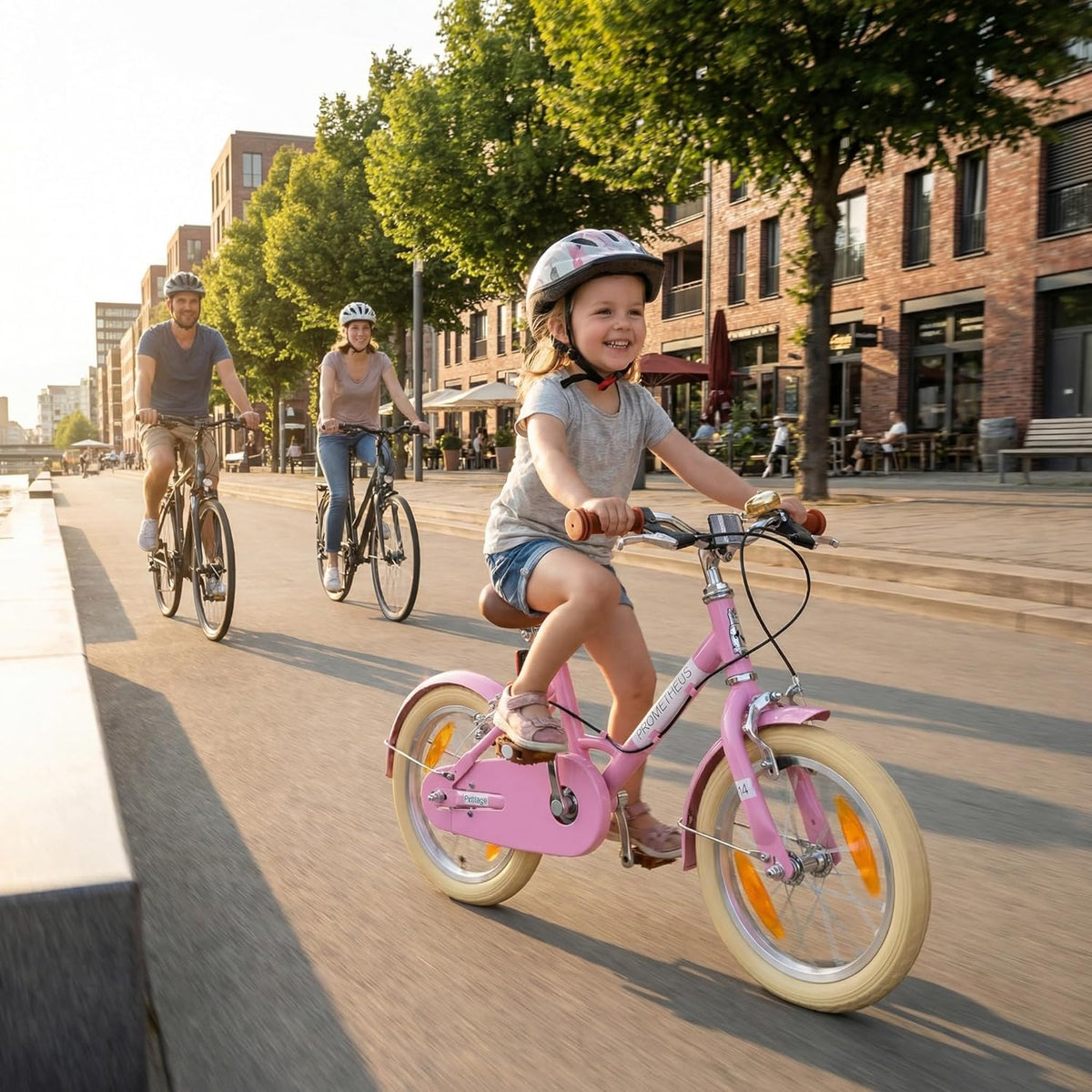 PROMETHEUS BICYCLES Retro kinderfiets vanaf 4 jaar - Meisjesfiets 14 inch kinderfiets meisjesfiets kinderen PETITAGE in roze