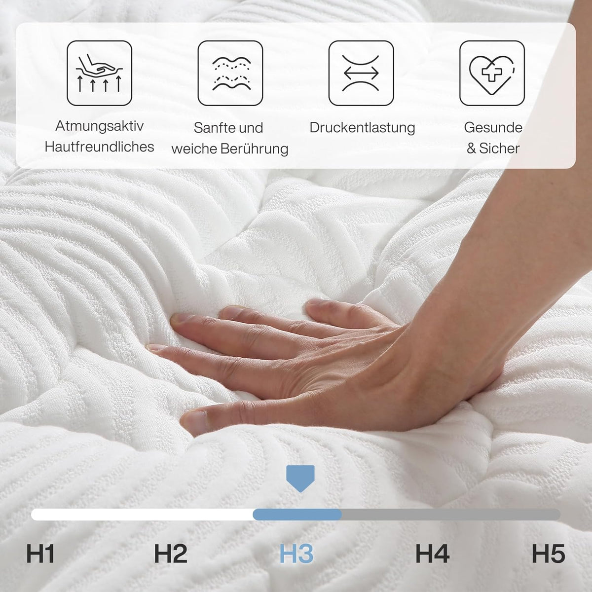 Tribesigns Mattress, Pocket Spring Mattress Medium Hardness H3, 7-Zone Orthopaedic Mattress with Oeko-Tex Certified, Spring Mattress with Memory Foam (160 x 200 x 22 cm)