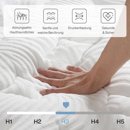 Tribesigns Mattress, 90 x 200 cm, Pocket Spring Mattress Hardness H2, Height 25 cm, Oeko-Tex and CertiPUR CertiPUR Certified, Washable Microfibre Cover, Spring Mattress with Memory Foam