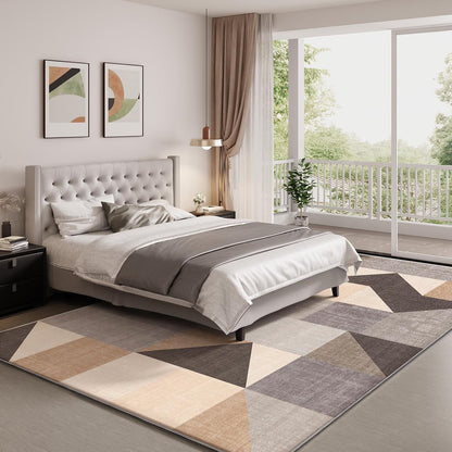 HOMFINE wasbare woonkamer korte flens tapijt-fluffy niet-slip modern tapijt, slaapkamer en eetkamer, zacht sponsmateriaal, ultrasoft en duurzaam, geometrisch abstract patroon, 160x230 cm Bruin