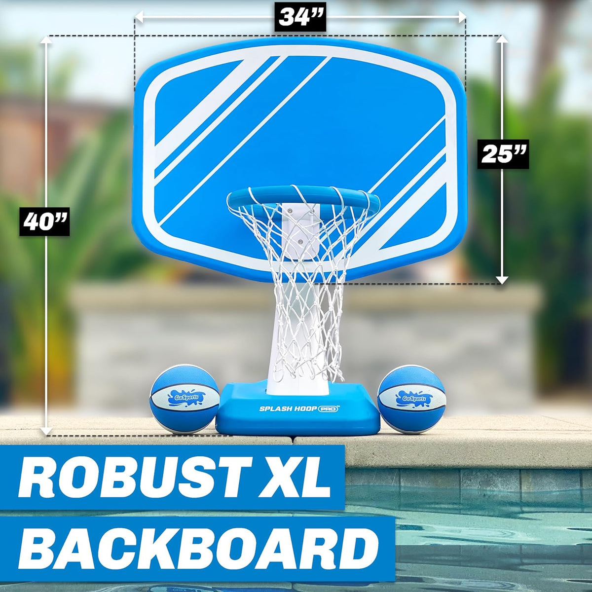 GoSports Splash Hoop PRO - Kies je kleur - zwembad-basketspel, inclusief basketbalring voor aan het zwembad, 2 ballen en pomp