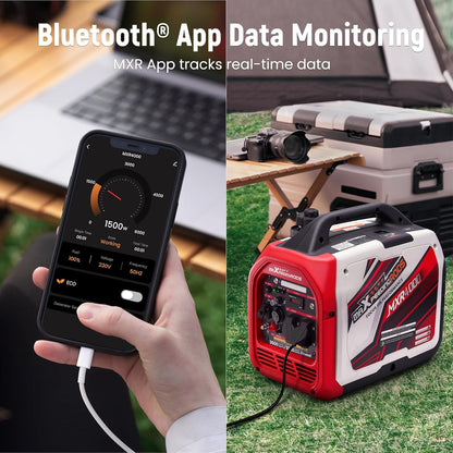 maXpeedingrods Stroomgenerator, inverter, 3500 W, benzinegenerator, met gegevensbewaking via Bluetooth®-app, geschikt voor camper, outdoor camping, back-up voor thuis