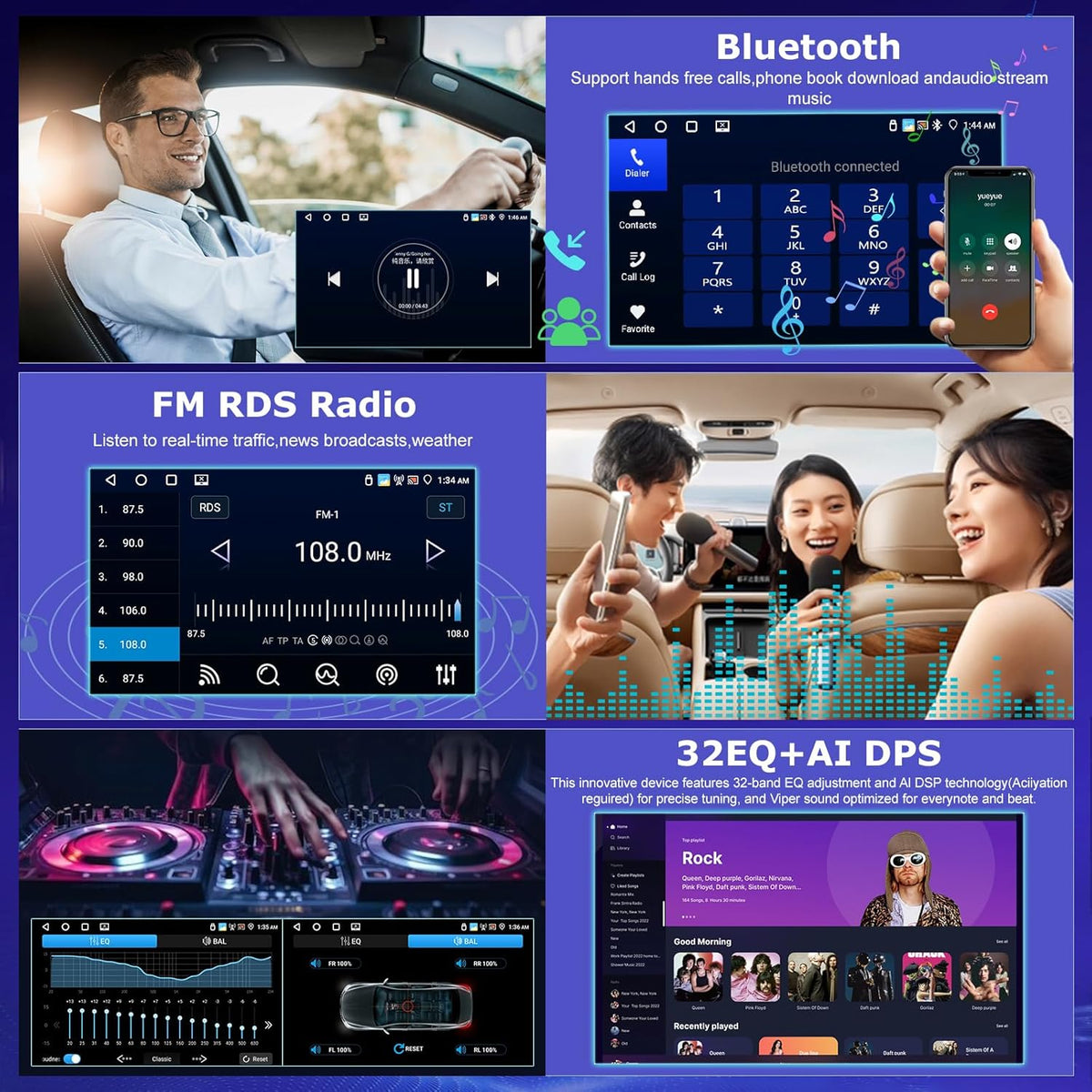 Android 4G+64G Car Stereo for Mercedes Benz C/GLK Class W203 W209 C180 C200 2005-2009, 9 inch Touchscreen Car Radio with Wireless Carplay & Android Auto/Bluetooth 5.0/WiFi/GPS/32EQ