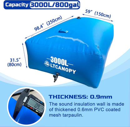 Wateropslagblaas – Waterzak – Opvouwbare Watertank – Waterreservoir – Noodwatertank – 3000 Liter – Opvouwbaar PVC 0,9 Mm