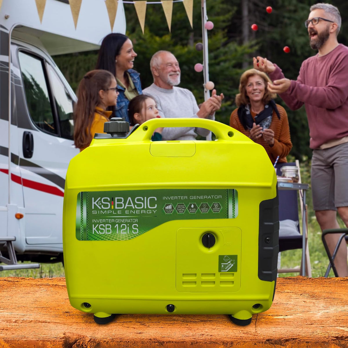 K&S Basic KSB 12i S Inverter-generator, kW 1.2, inverter-generator voor vissen, kamperen, USB-uitgang, benzinegenerator